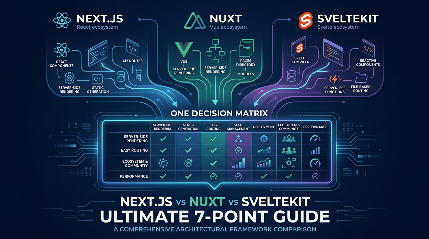Next.js vs Nuxt vs SvelteKit: 7-Point Comparison