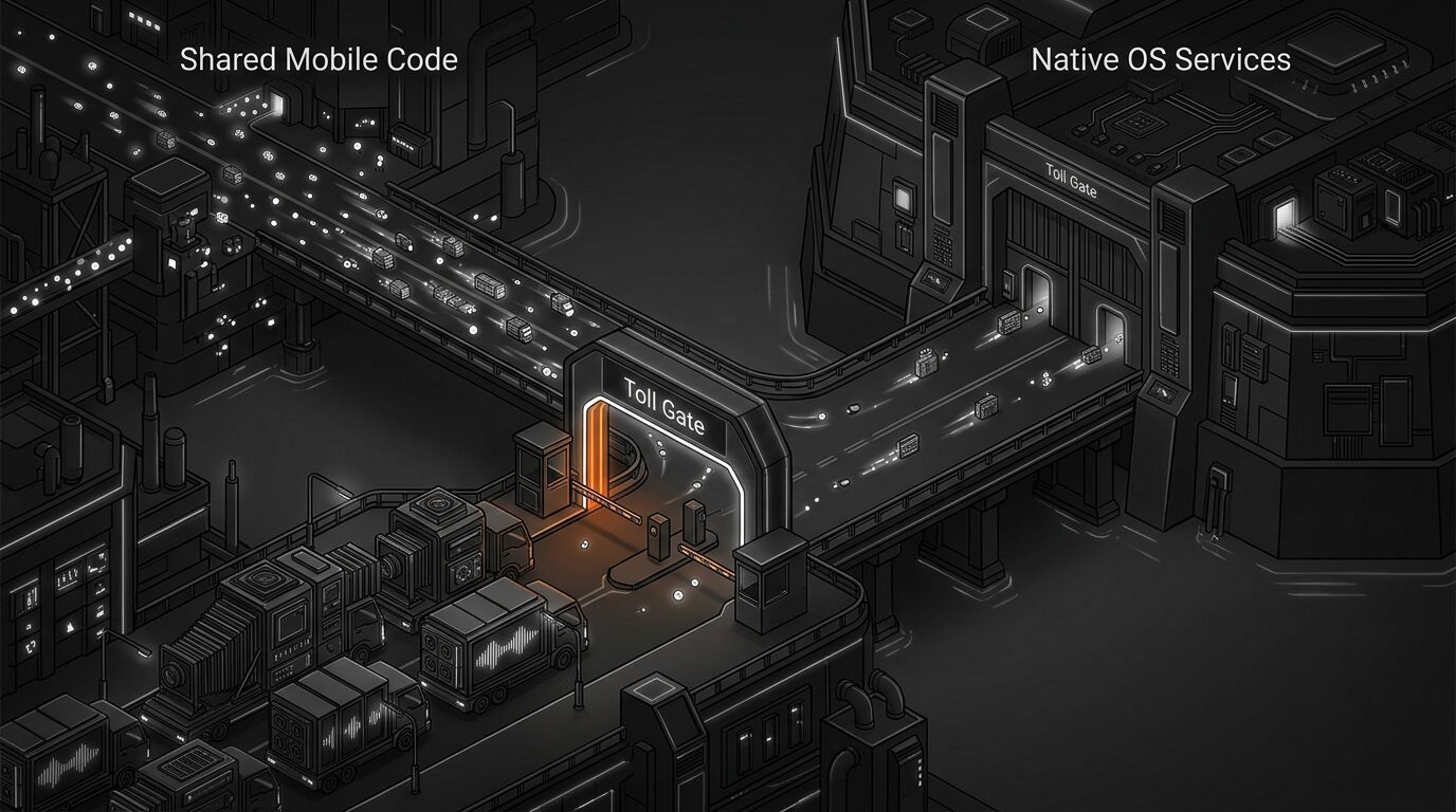 Native boundary tax between shared code and mobile operating system services
