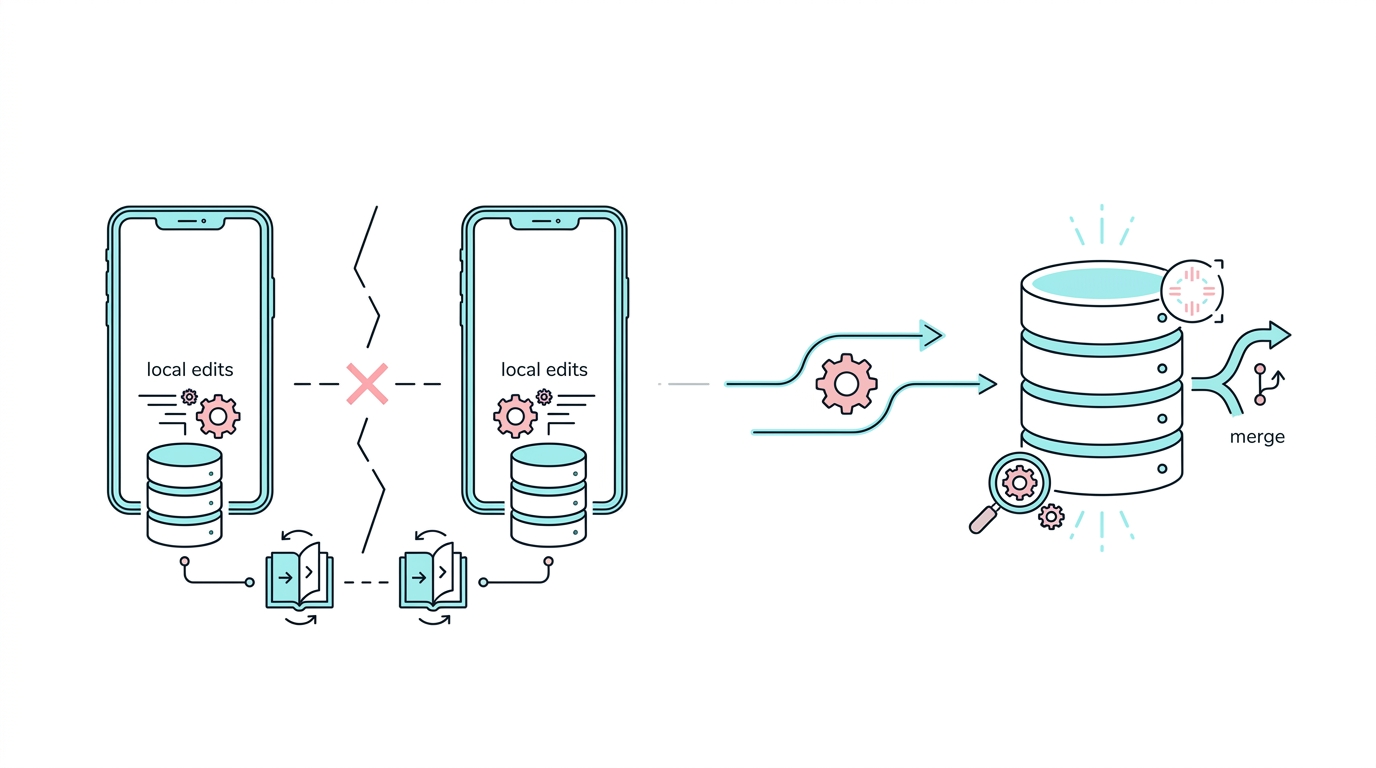 Offline-first mobile sync preserving edits during a network partition